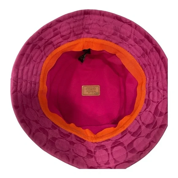 Coach Authentic Pink Logo Bucket Hat Size S - Picture 12 of 13